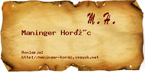 Maninger Horác névjegykártya